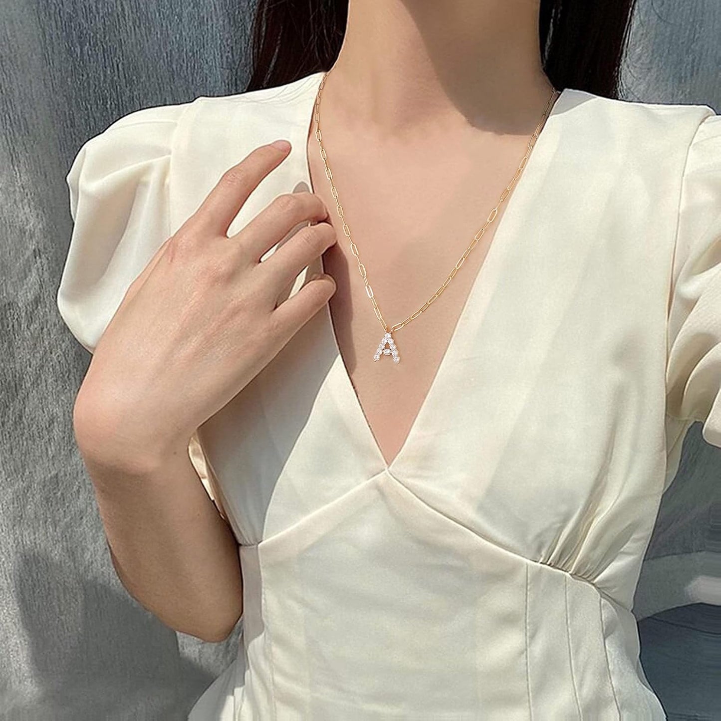 Gold Layered Initial Necklace for Women, 14K Gold Plated Letter Pendant Necklace Cubic Zirconia Gold Layered Initial Choker Necklaces for Women Gold Jewelry K